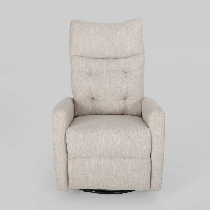 Woodglen Plush Tufted Glider Swivel Recliner in Beige and Black