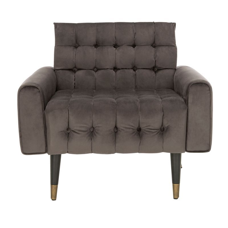 Shale Velvet Lawson Accent Chair with Black Wood Legs