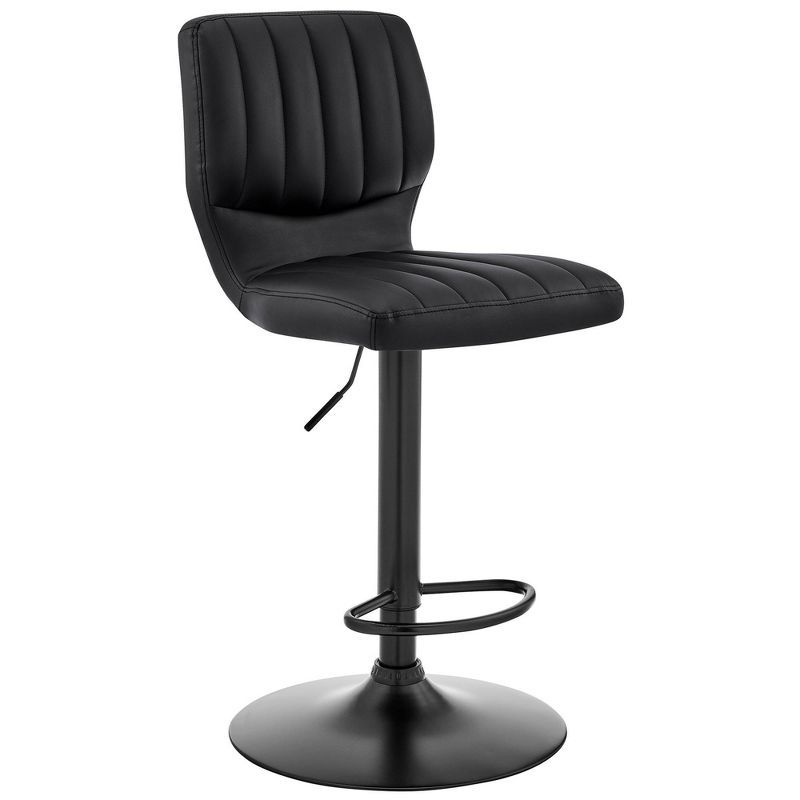 Adjustable Black Metal and Leatherette Swivel Bar Stool