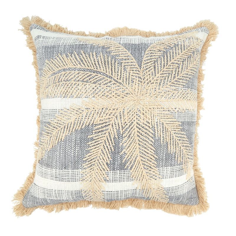 Palm Breeze Embroidered Cotton Euro Throw Pillow Cover