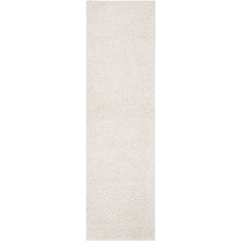 Ivory Synthetic Shag Runner Rug 2'3" x 6'