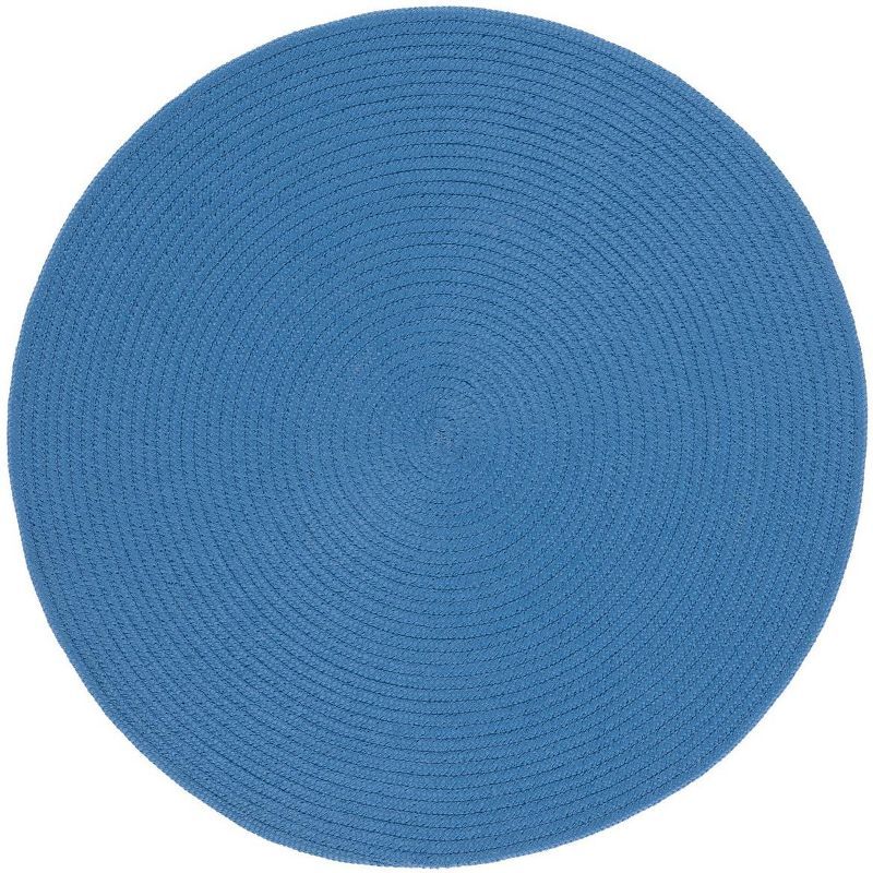 Blue Braided Round 3' Area Rug with Synthetic Fibers