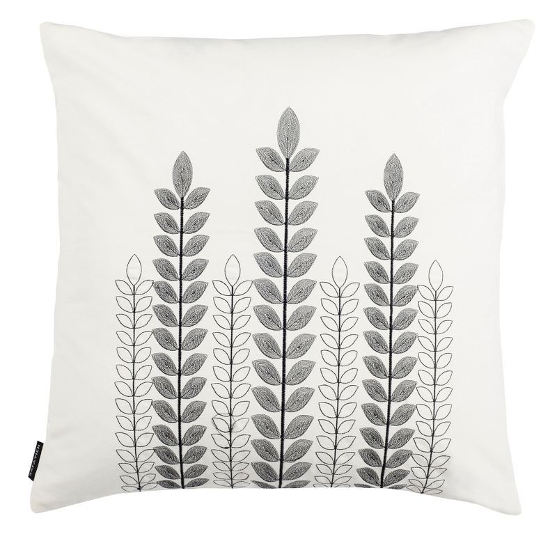 White Square Embroidered Floral Accent Pillow