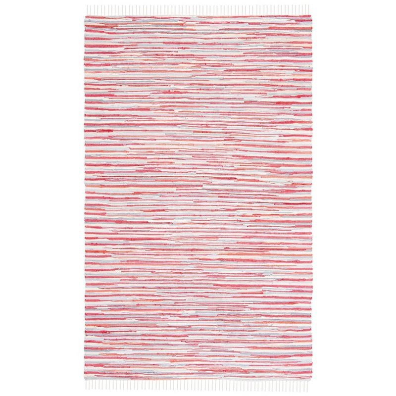 Handwoven Red and White Striped Cotton Area Rug