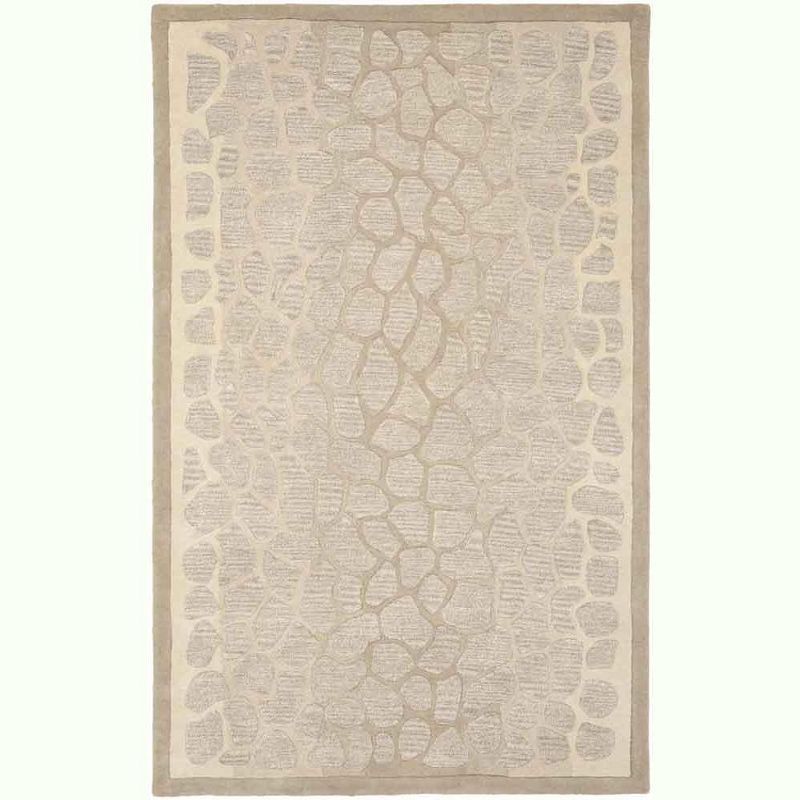 Buckwheat Beige Hand-Knotted Wool and Viscose Area Rug