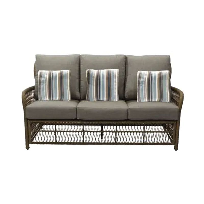 Positano Beige Wicker 3-Seater Outdoor Loveseat with Cushions