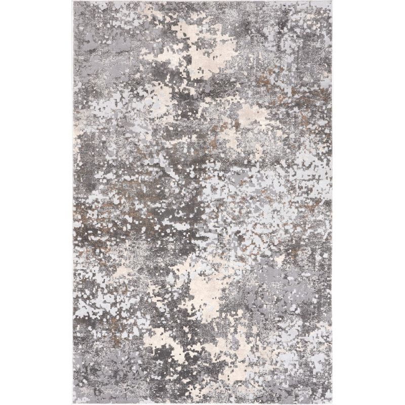 Gray Abstract Recycled Synthetic 5x8 Area Rug