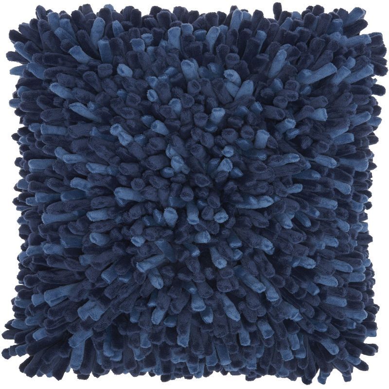 Navy Velvet Chunky Sponge Finger 20" Square Throw Pillow