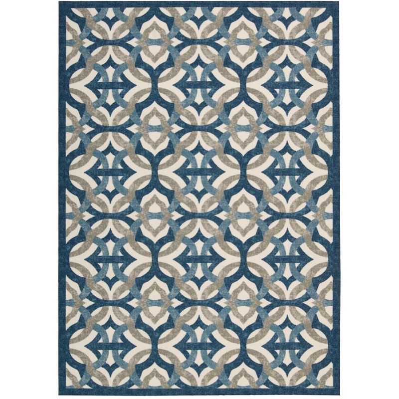 Celestial Blue and Taupe Tufted Synthetic 5' x 7' Area Rug