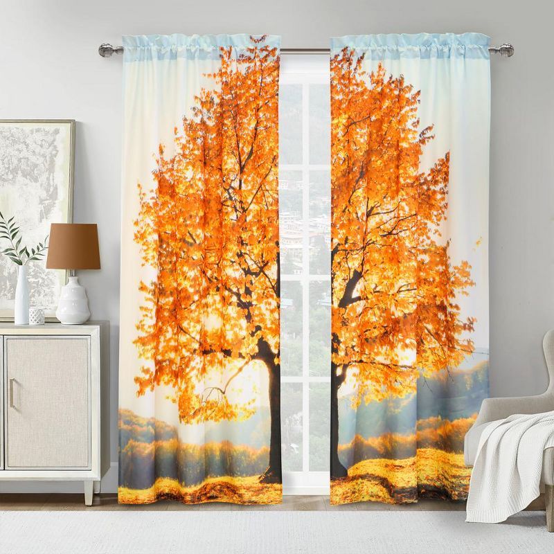 Autumn Sensation Colorful Fall Tree Light Filtering Drapes