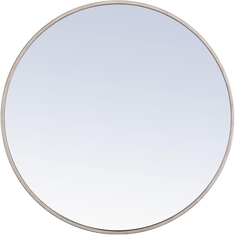 28-Inch Round Silver Metal Frame Bathroom Vanity Mirror