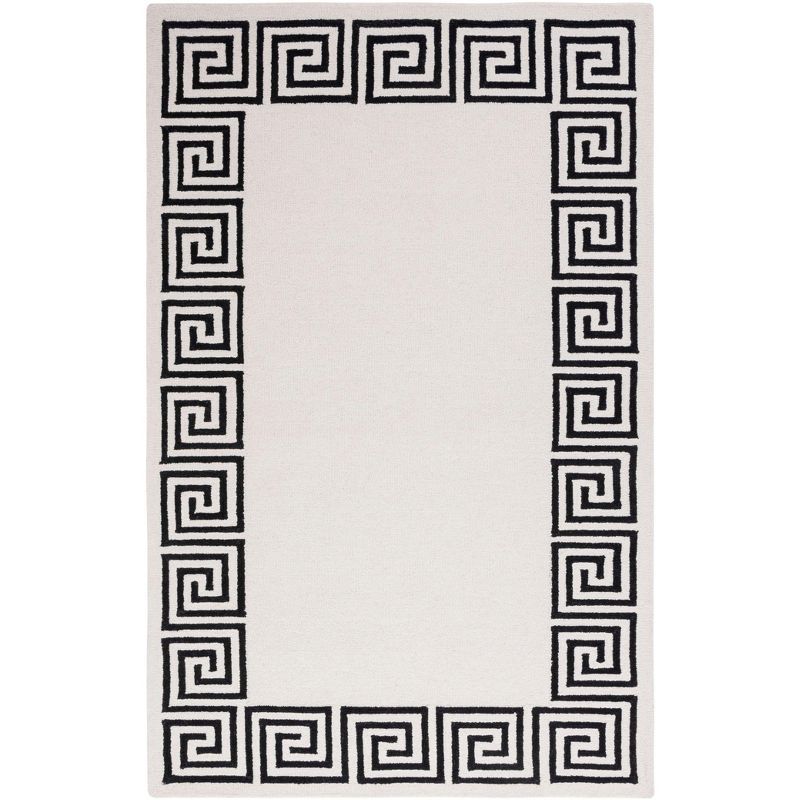 Ivory and Black Hand-Tufted Wool Area Rug