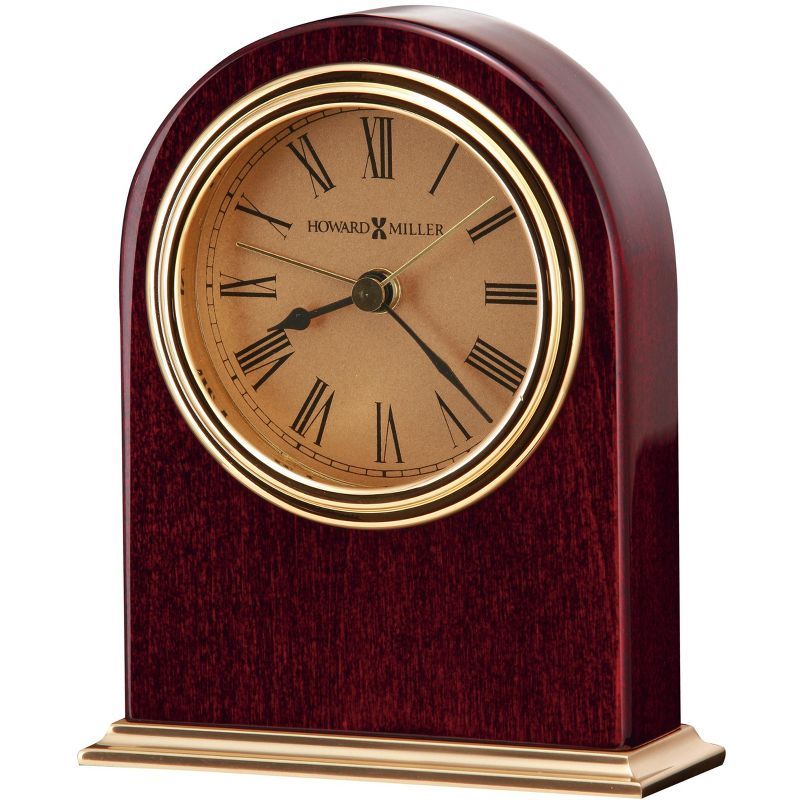 Rosewood and Polished Brass Table Clock with Quartz Movement