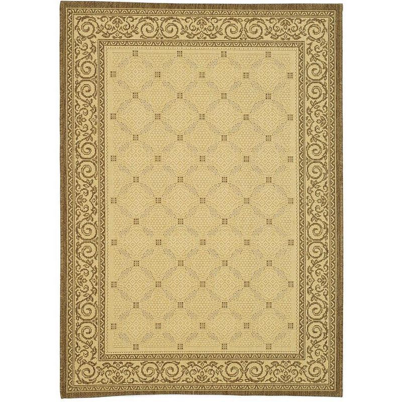 Elegant Easy-Care 4' x 5'7" Flat Woven Synthetic Area Rug in Natural Brown