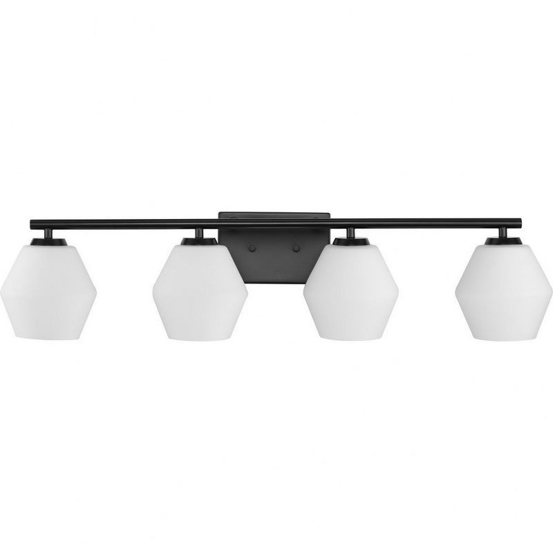 Copeland Matte Black 4-Light Vanity with Opal Glass Shades