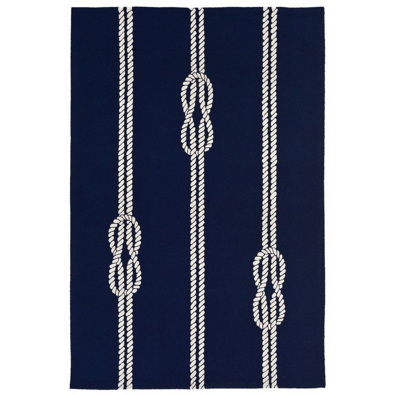 Coastal Bliss Navy Blue 5' x 7' Hand-Tufted Synthetic Rectangular Rug