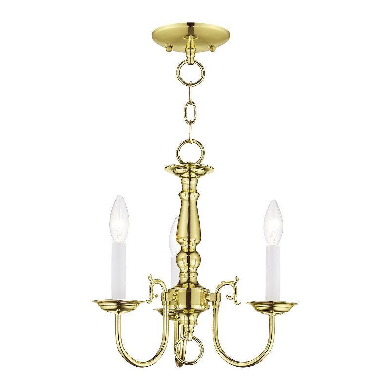 Elegant Williamsburgh Polished Brass Mini 3-Light Chandelier