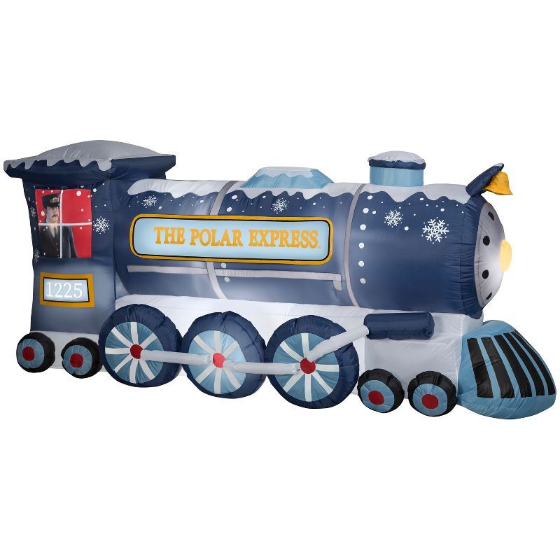 Giant Blue Polar Express Train Christmas Inflatable, 9 ft