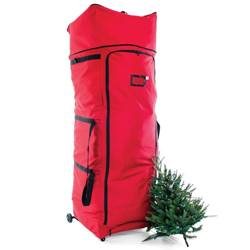 Red Expandable Christmas Tree Storage Bag with Wheels