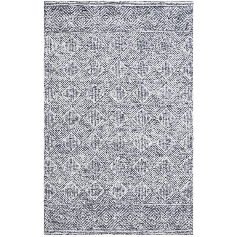 Charcoal and Ivory Hand Tufted Wool Area Rug 5' x 8'