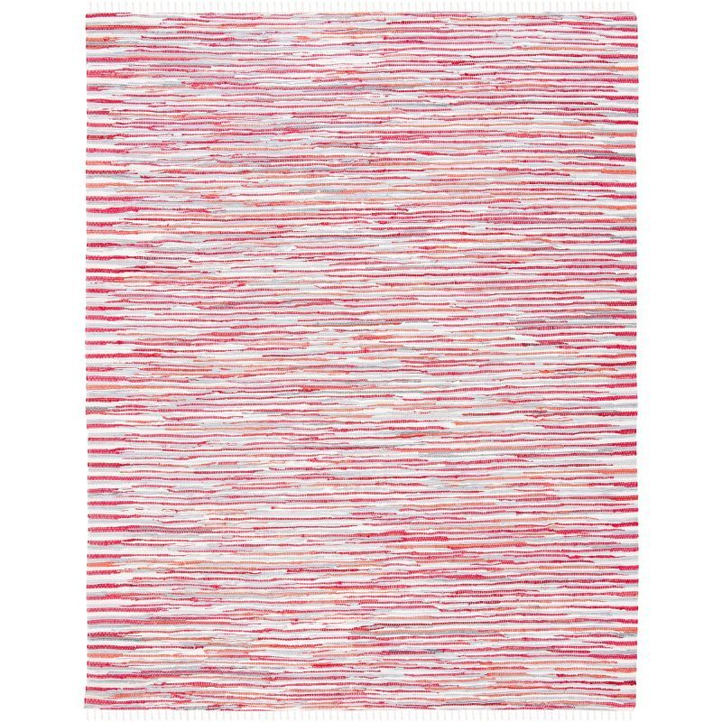 Chic American Textile Art Red Cotton 9' x 12' Area Rug