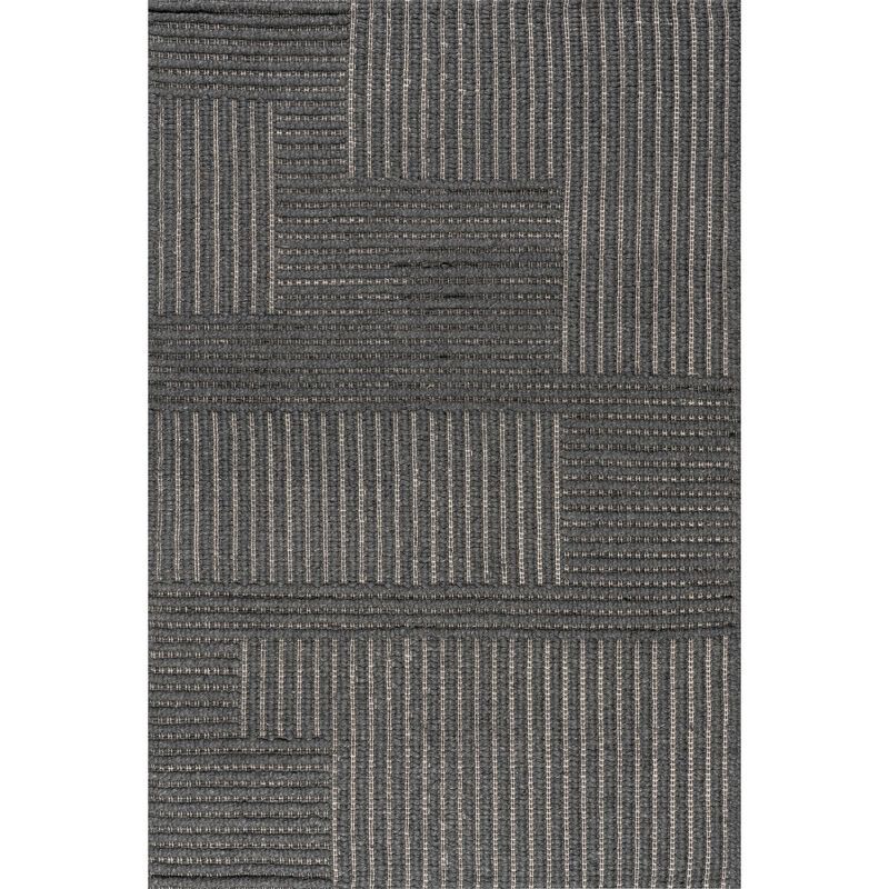 Handmade Charcoal Striped Wool and Cotton 8' x 10' Area Rug