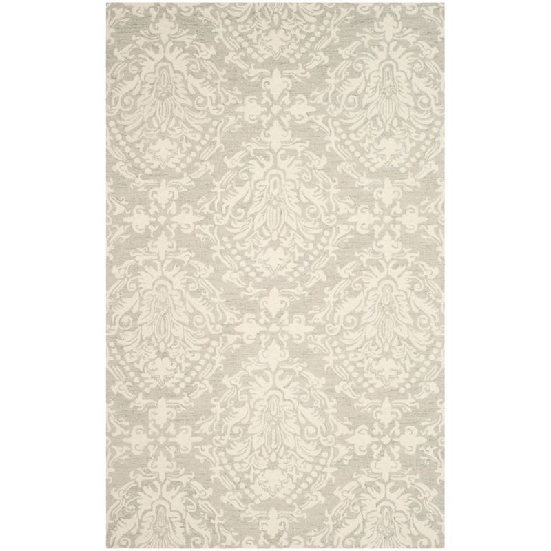 Sage and Ivory Floral Hand-Tufted Wool Area Rug 5' x 8'