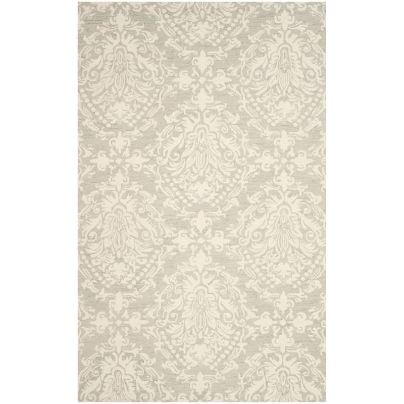 Sage and Ivory Floral Hand-Tufted Wool Area Rug 5' x 8'