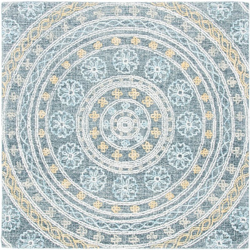 Handmade Tufted Black Wool Square Rug 6' x 6'