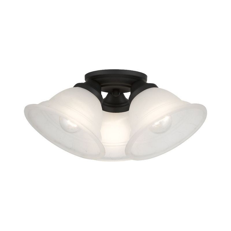 Wynnewood Black Glass 3-Light Flush Mount Ceiling Fixture