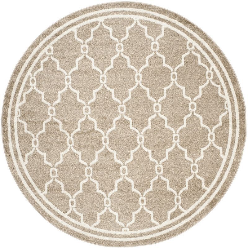 Amherst Wheat Beige Round Washable Synthetic Area Rug