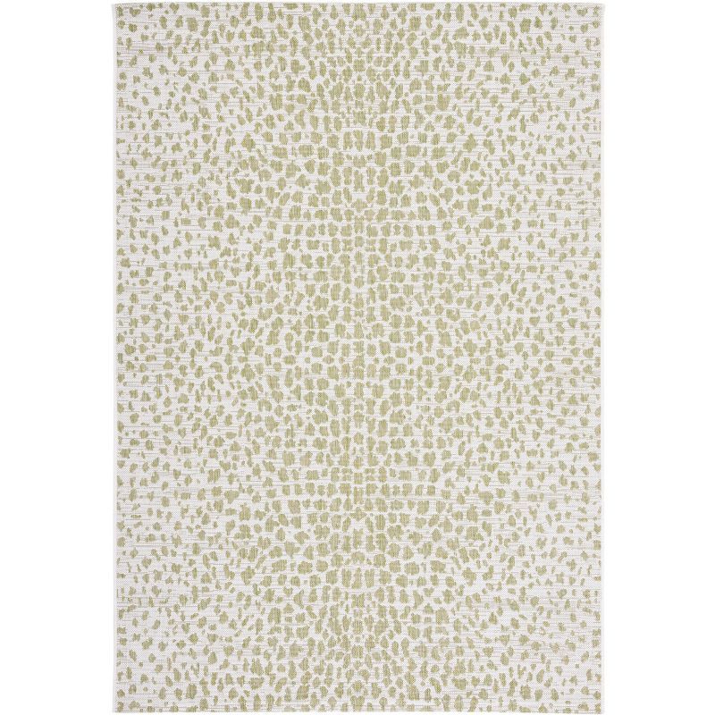 Ivory and Sage Green Rectangular Synthetic Indoor/Outdoor Rug