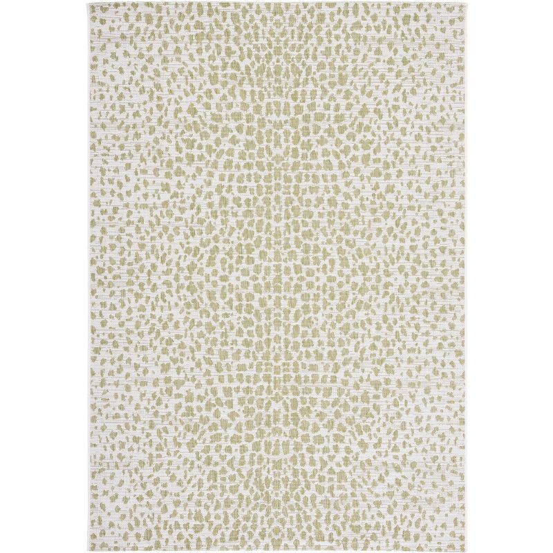 Ivory and Sage Green Rectangular Synthetic Indoor/Outdoor Rug