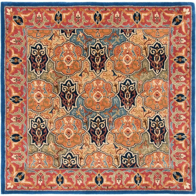 Elegance Heritage 6' Square Hand-Tufted Blue Wool Area Rug