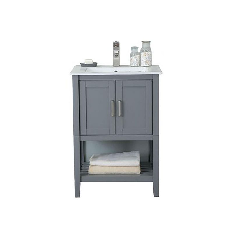 Westchester Gray 24" Freestanding Sink Vanity with Ceramic Top