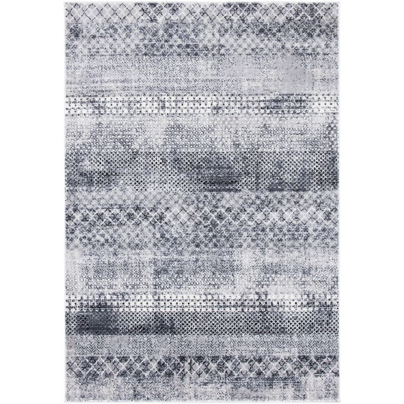 Amelia Grey and Ivory Synthetic 5'3" x 7'6" Hand-Knotted Area Rug