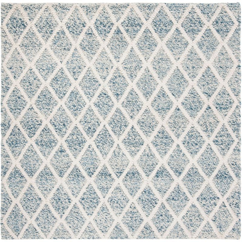 Coastal Charm Hand-Tufted Blue and Ivory Wool 6' Square Rug