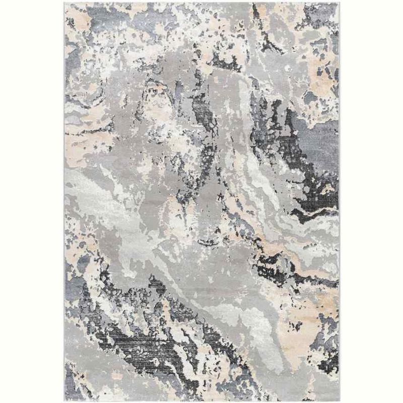 Katerina Light Gray Abstract Stain-Resistant Synthetic Area Rug 5'3" x 7'