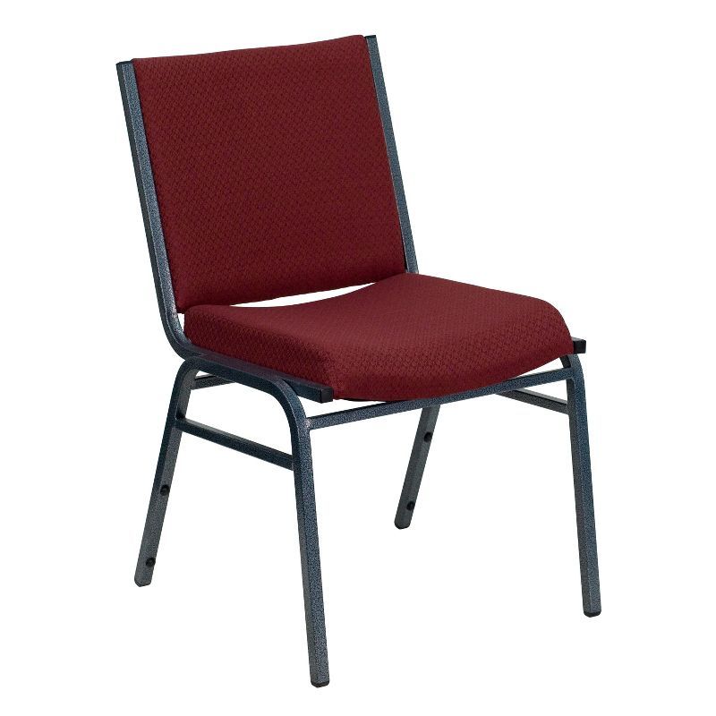 Burgundy Patterned Fabric Armless Stacking Reception Chair