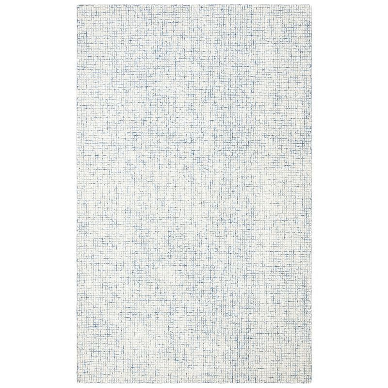 Ivory and Blue Abstract Hand-Tufted Wool Rug 2x3