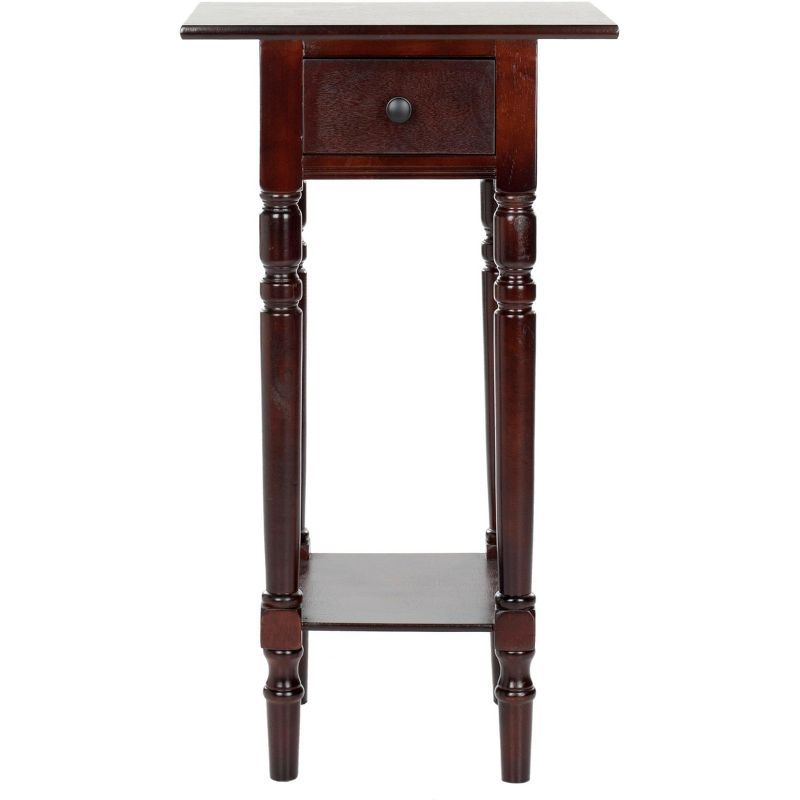 Transitional Dark Cherry Rectangular Side Table with Storage Drawer