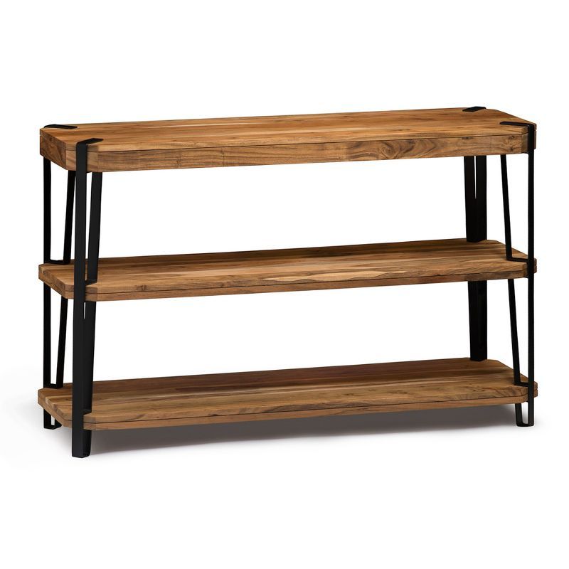 Ryegate 52" Natural Acacia Wood and Metal Media Console with Storage