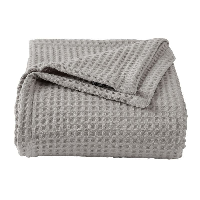 Light Grey Full/Queen Cotton Waffle Weave Bed Blanket