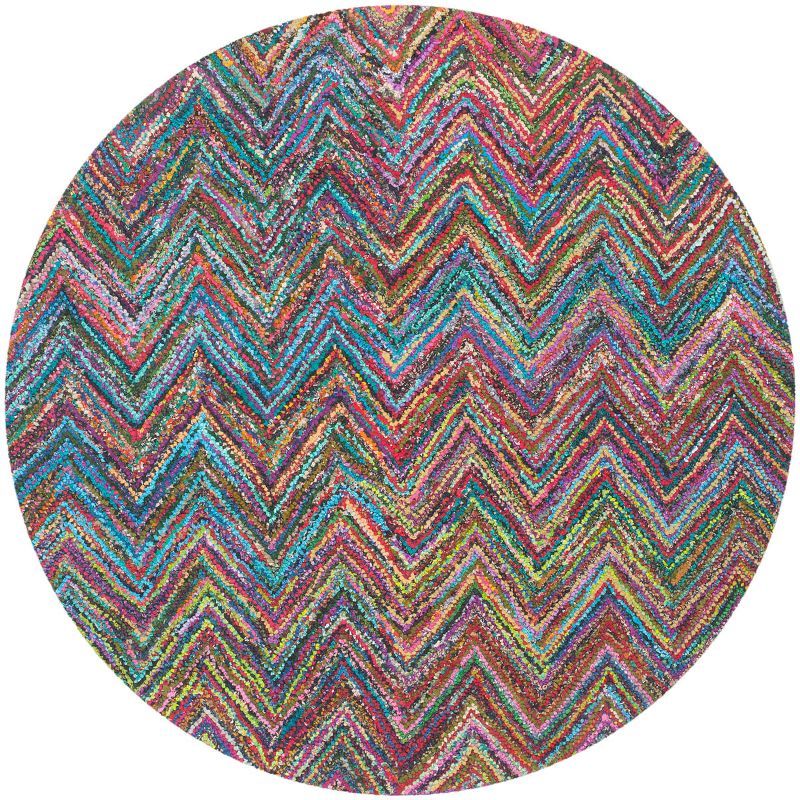 Nantucket Round Multicolor Hand-Tufted Cotton Area Rug