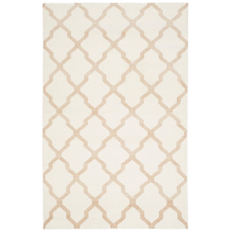 Ivory Camel 5' x 8' Handmade Wool & Viscose Geometric Area Rug