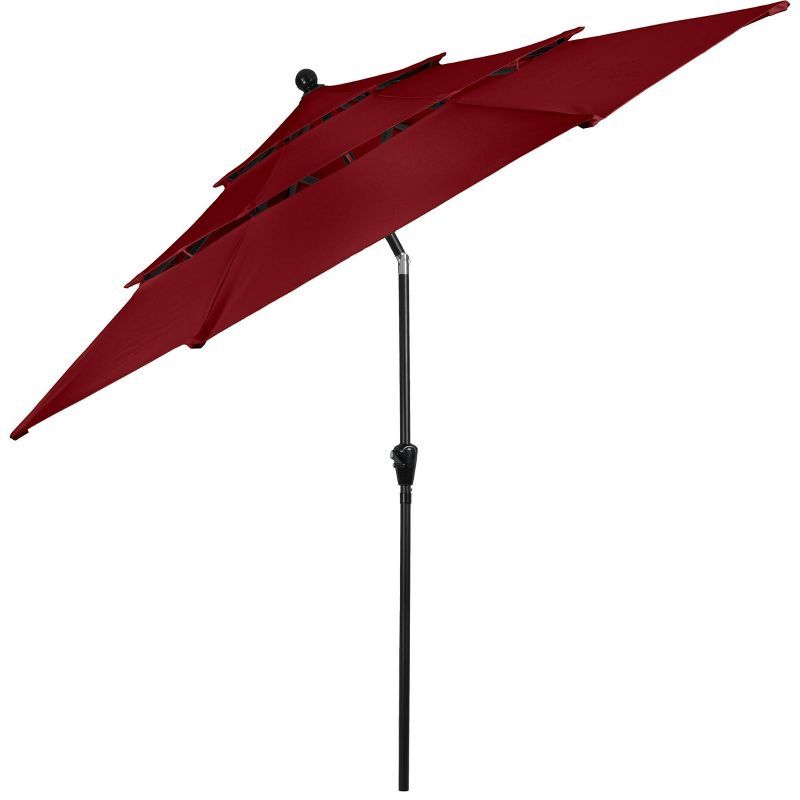 10-Foot Red Polyester Outdoor Patio Market Umbrella with Tilt