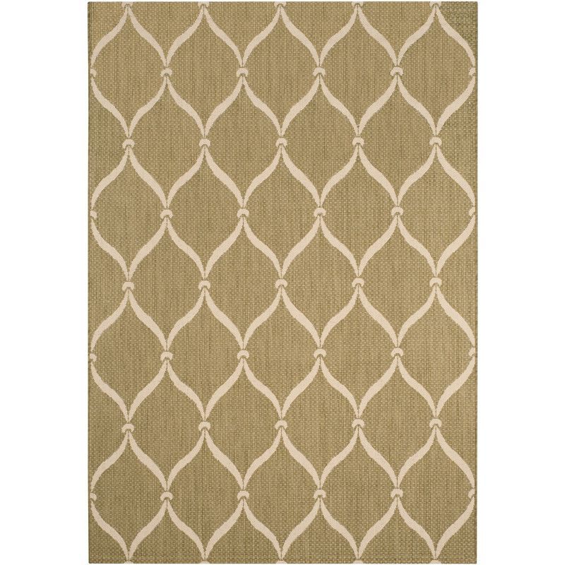 Green and Beige Geometric Indoor/Outdoor Area Rug