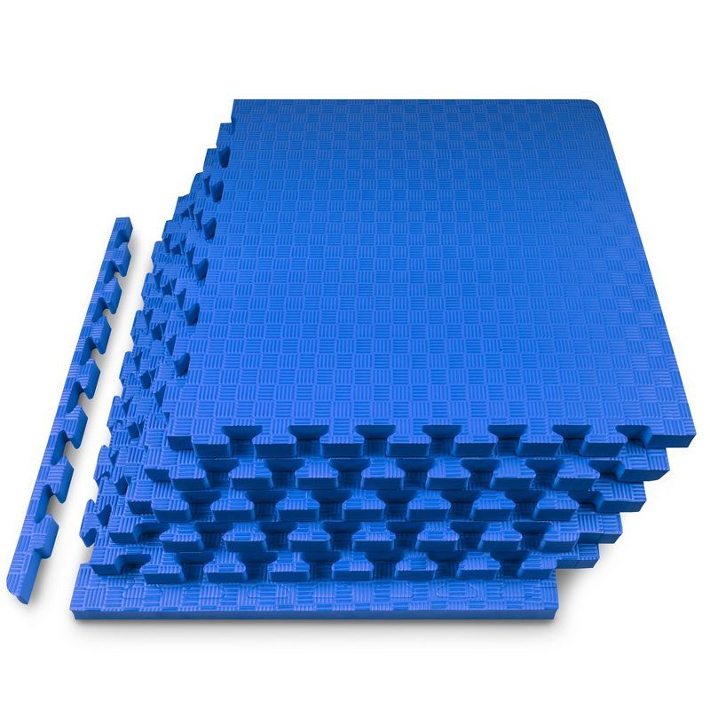 Blue 1-Inch EVA Foam Checkered Exercise Puzzle Mat