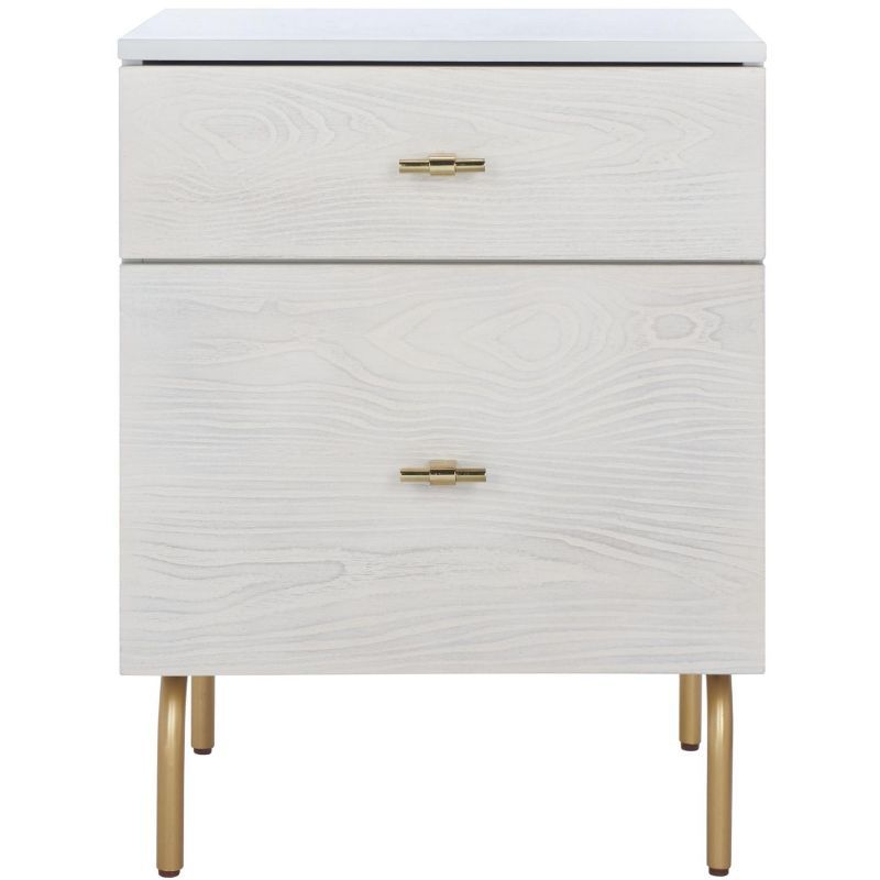 Genevieve Grey Mahogany 2-Drawer Nightstand with Gold Trim