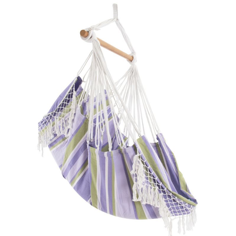 Tranquility Bohemian Woven Cotton Hammock Chair with Fringe